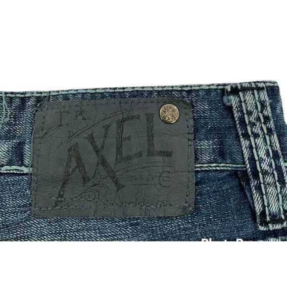 T.K. Axel Jeans Mens 32X34 Straight Leg Stonewash Whiskers Button Pockets Denim - Picture 10 of 10